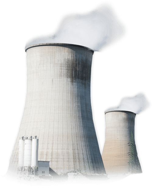 Two cooling tower in the factory is production.